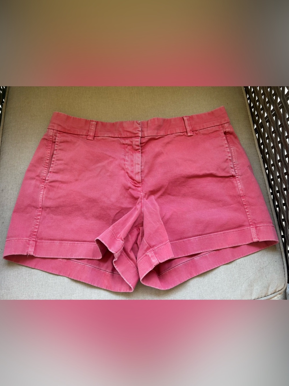 J. Crew Coral Pink High-Waist Cotton Shorts
